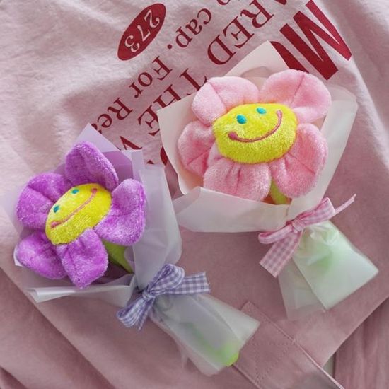 미니 한송이 스마일꽃 인형 꽃다발 6색 유치원 졸업식