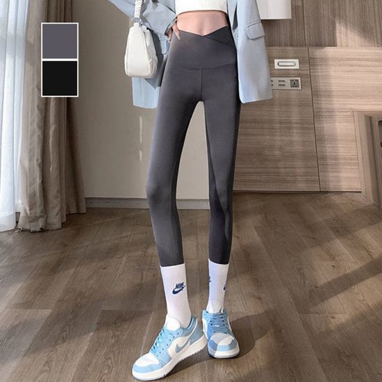 여성 꾸안꾸 크로스 밴딩 포인트 9부 레깅스