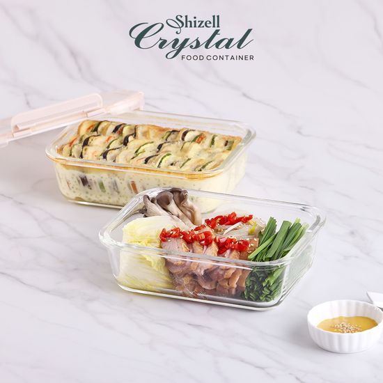 쉬젤 크리스탈 내열밀폐용기 직사각 2종세트