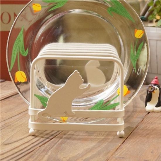 빈티지 냐옹이 책꽂이 수납대 접시 랙 거치대