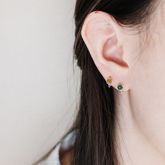 실버925 미니 크리스탈 원터치 귀걸이 