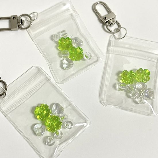 네잎클로버 비즈 지퍼백 키링 행운 만들기