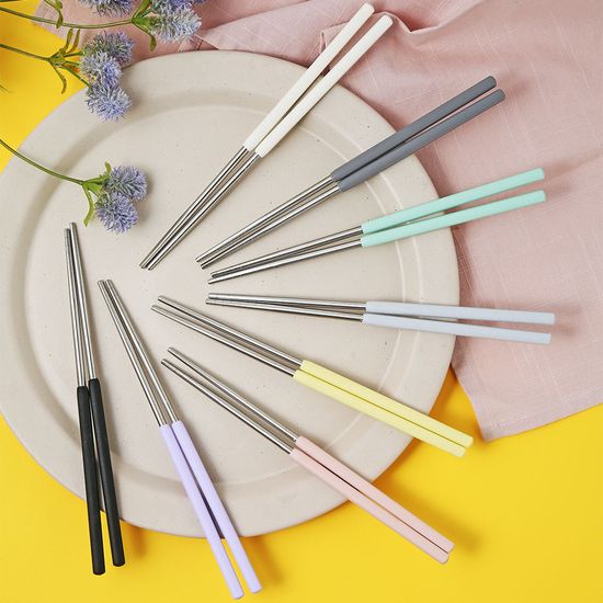 쿡코 실리콘 핸들 진공 스텐 젓가락 8color