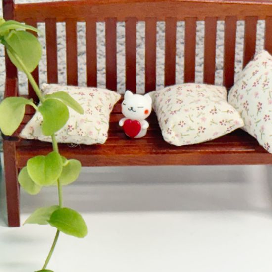 유리 미니어쳐 하트 고양이 화이트