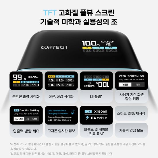 CUKTECH 쿡테크 15 파워뱅크 Air 15000mAh 100W 고속 충전 보조배터리