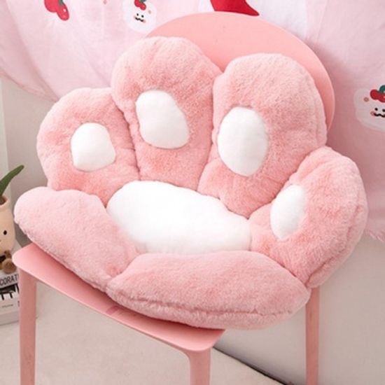 고양이 발바닥 의자 쿠션 일체형 등받이 극세사 방석