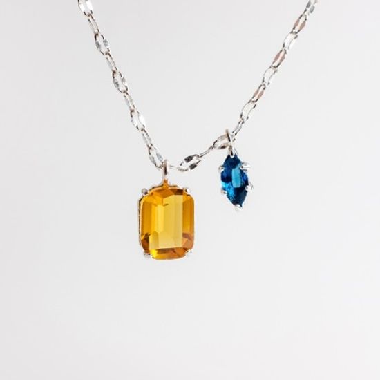 실버 스퀘어 마퀴즈컷 크리스탈 목걸이