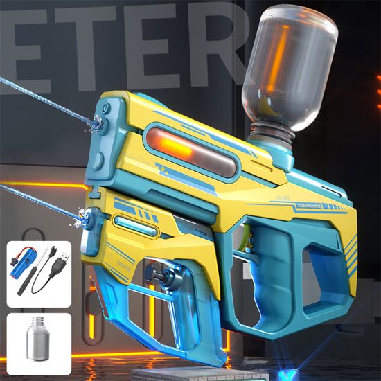 대용량 2in1 더블 쌍권총 LED 전동 물총 워터 건 밤