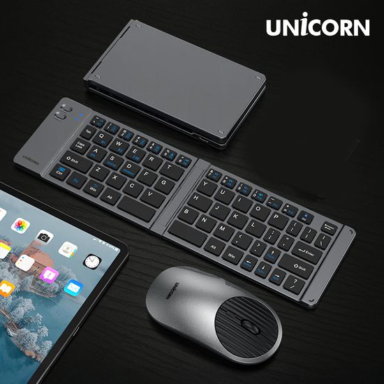 유니콘2.4G+블루투스 접이식 휴대용 키보드 마우스세