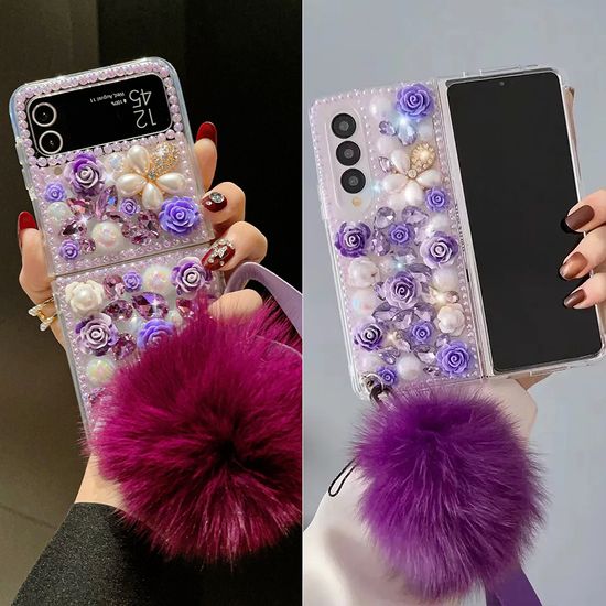 갤럭시z플립 폴드 7 6 5 4 3 로즈 보석 데코덴 케이스