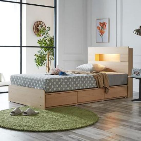 [노하우] 로아 LED 헤드수납 서랍형 침대 SS