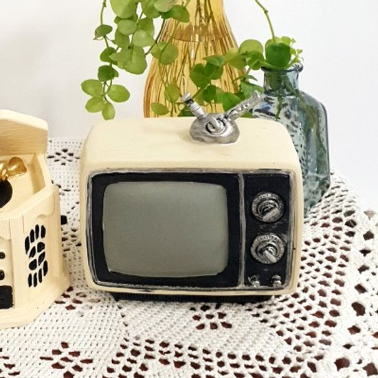 레트로 데코 소품 아이보리 텔레비전