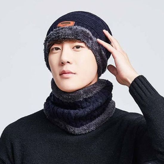 따뜻한 퍼니트모자 넥워머 세트 패션 니트모자 워머[W