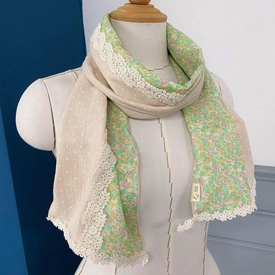 [애슬릿]여성 도트 레이스 꽃 면 롱 스카프
