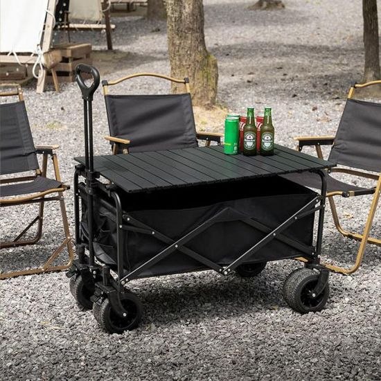 캠핑 카트 웨건 특대형 100x58x51cm 테이블 블랙 E120