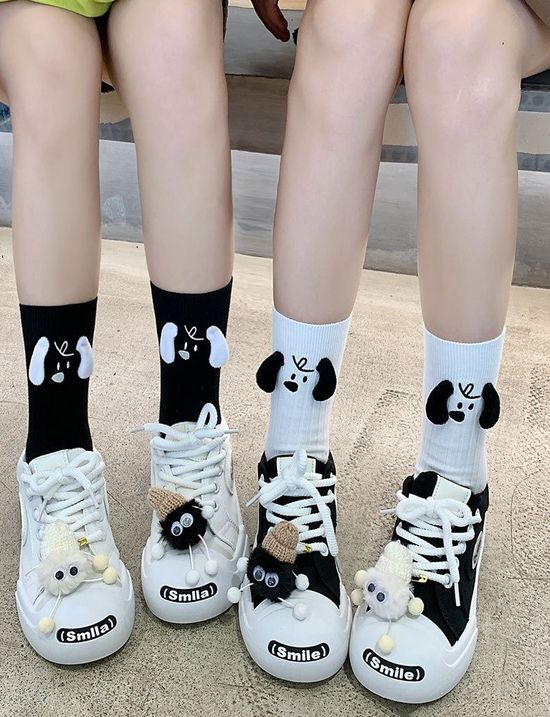 팔랑귀 강아지 모양 양말 니삭스 삭스 여성 패션양말