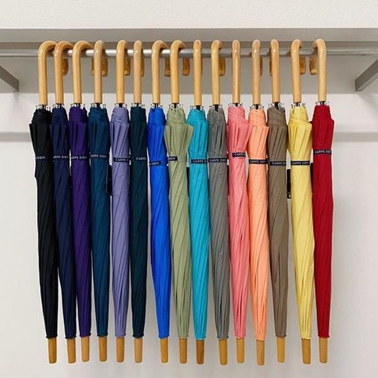 [애슬릿]튼튼한 심플 무지 우드 손잡이 장우산