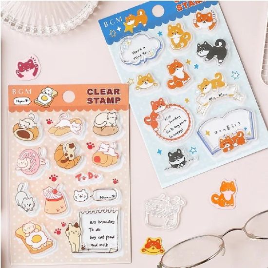 [BGM]다꾸-클리어 스탬프(과자 빵 고양이)/BT-CS053