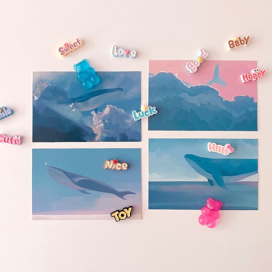 고래 일러스트 엽서 세트(15장 1세트)