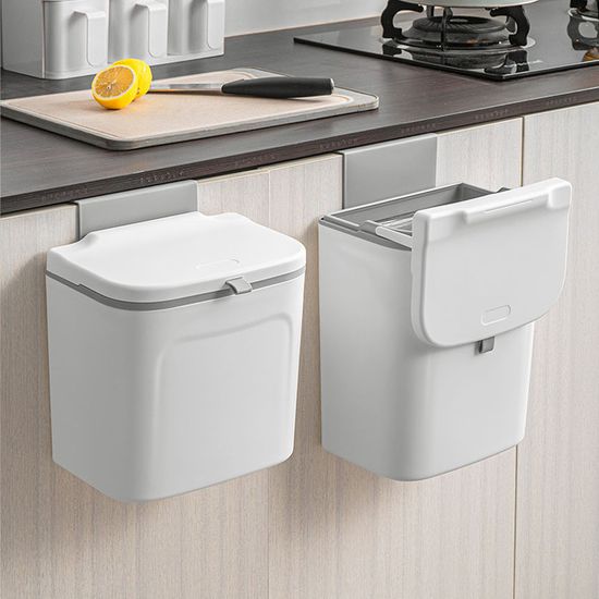주방 싱크대 걸이형 휴지통 쓰레기통 화이트 7L N834