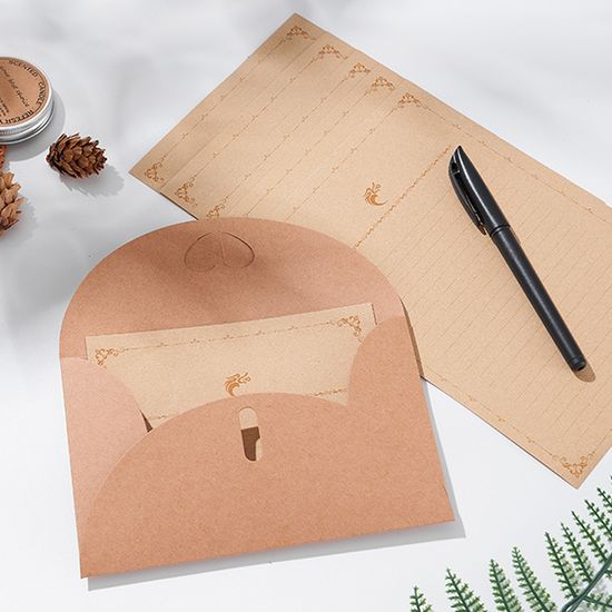 크라프트 하도메 봉투 빈티지 하트 종이 감성 편지 