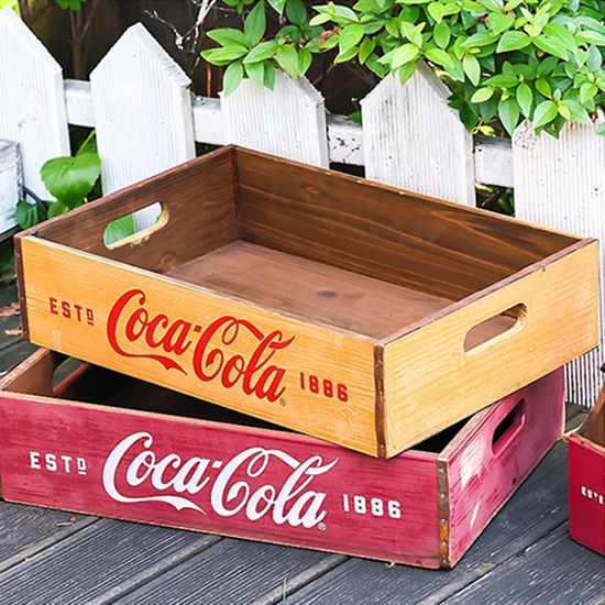 코카콜라 옐로우 나무박스 트레이C87027