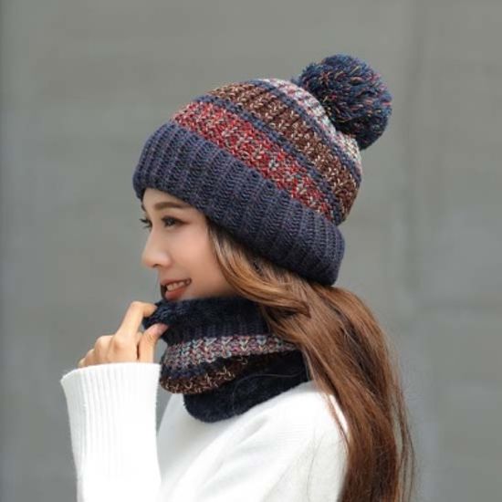 베스티 방울 니트 넥워머 털모자 세트 5color