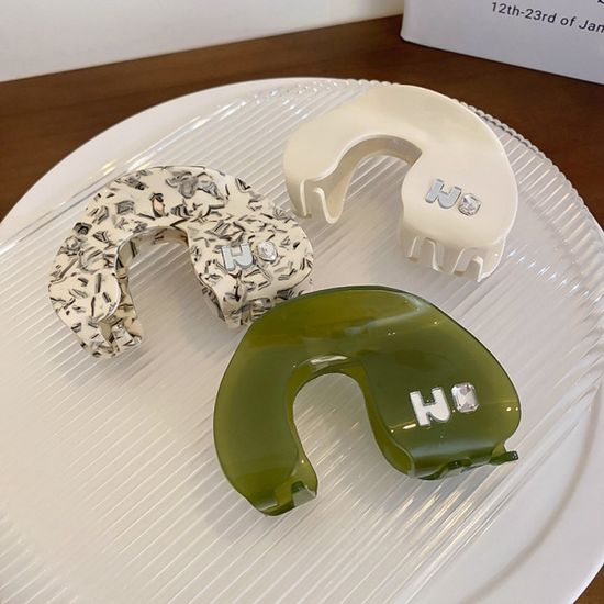 심플 배색 아크릴 c모양 헤어핀 집게핀 고정핀 머리핀