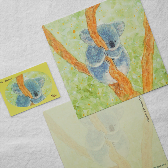 [수채 동물 카드] 코알라 ‘완벽한 낮잠 장소’