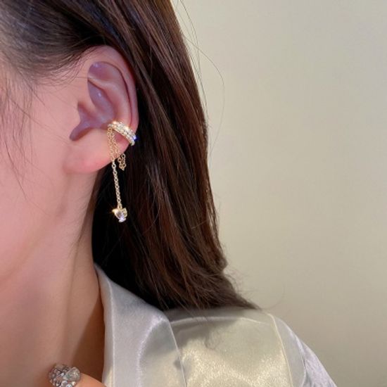 드롭 피어싱 큐빅 진주 이어커프 귀걸이 세트 이어링