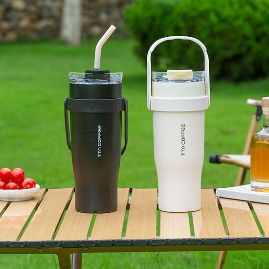 1.25L 대용량 핸들 거치대 텀블러 스텐빨대 솔포함