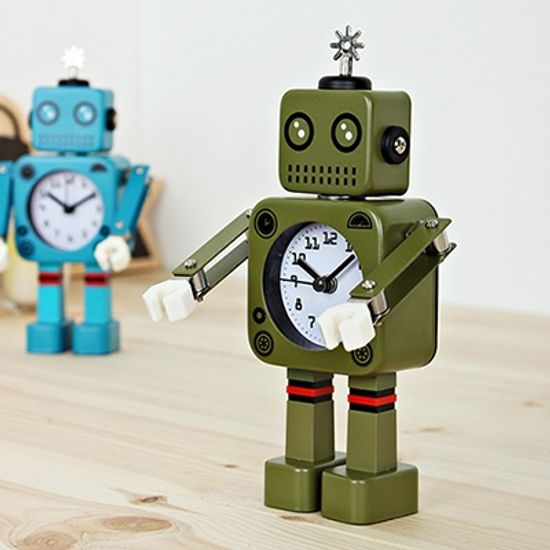 (ktsx107)NEW 로보트 알람탁상시계 (카키)