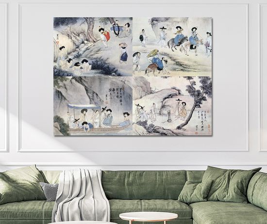 신윤복 그림 민화 단오풍정 월하정인 거실 인테리어
