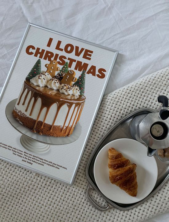 크리스마스 진저쿠키 케이크 베이커리 포스터