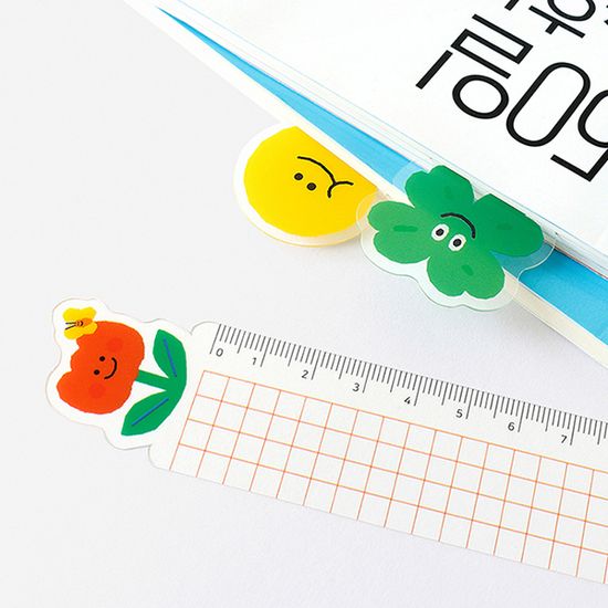 스마일 15cm 자 투명 책갈피 4종 세트