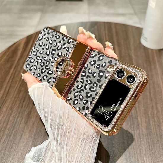 갤럭시z플립 6 5 4 3 호피 큐빅 데코덴 힌지 링케이스