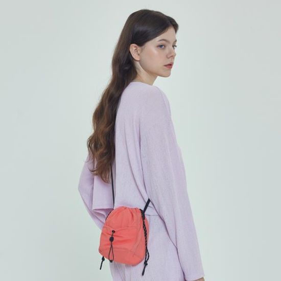 포켓 스트링 미니 크로스백 (핑크)