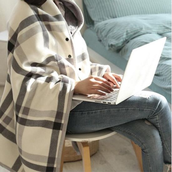 심플 체크 단추식 무릎담요