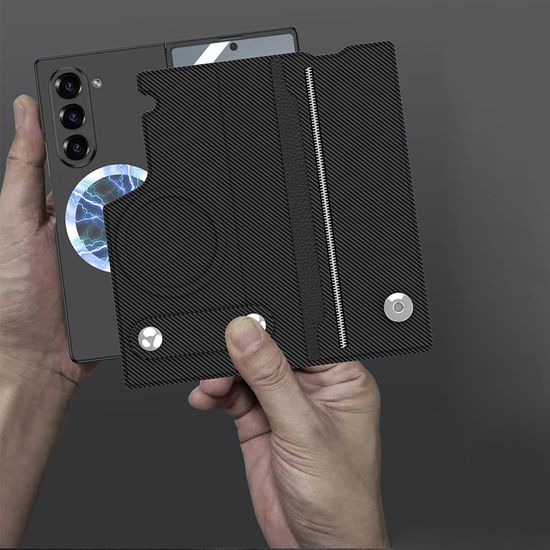 갤럭시 Z폴드6 마그네틱 탈부착 풀커버 가죽 케이스