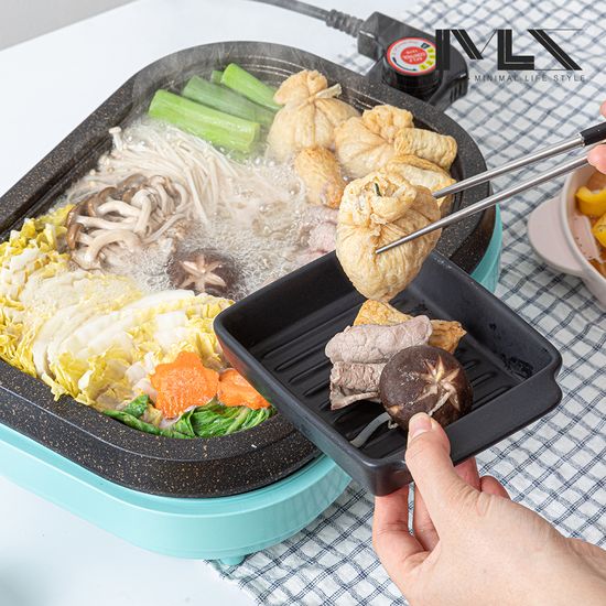 미라스 국내생산 미니 전기그릴 전골 트윈 팬 KM-2025