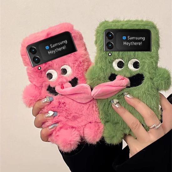 갤럭시 Z플립 5 4 3 커플 메롱 몬스터 인형 털 케이스