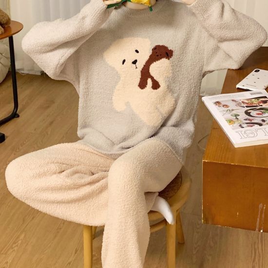 앙바스 겨울 테디베어 잠옷 세트