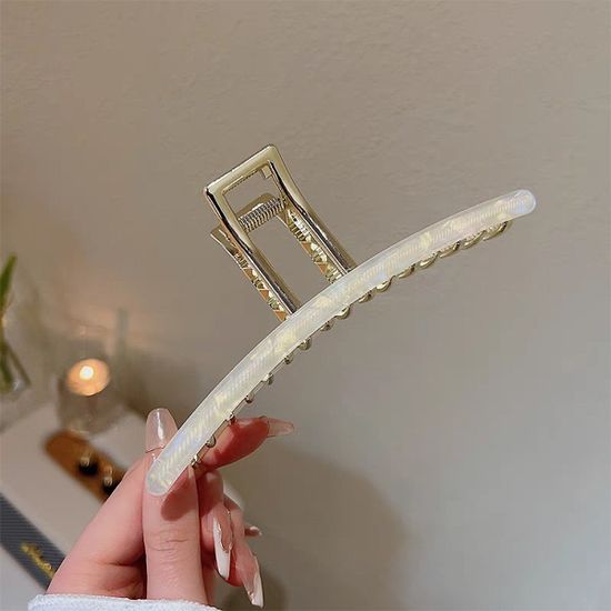 예쁜 오로라 자개 메탈 대왕 집게핀 헤어 머리 핀 삔