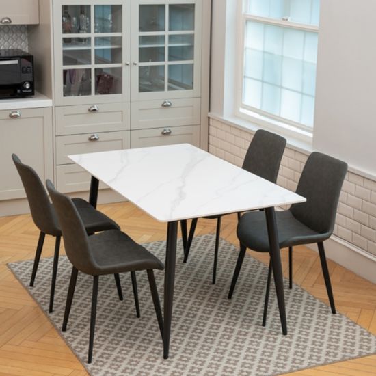 홈퍼니처 세라믹 4인 식탁세트(1410mm) (화이트+그레