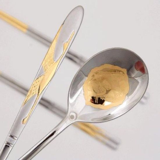 1109-B. 황금 선학수저 W0636B1