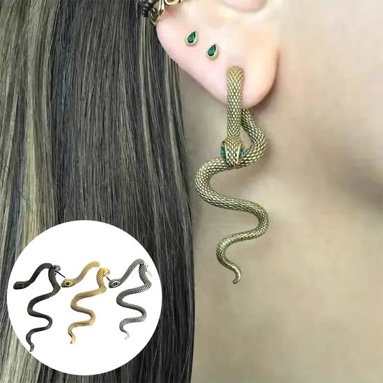 힙한 스네이크 뱀 스터드 롱 귀걸이 행운 드롭 귀고리
