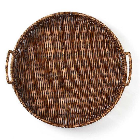 BONITA 원형 라탄짜임 바구니 트레이 약35cm 월넛