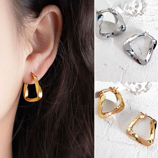 언발 삼각형 빅볼드 링 드롭 데일리 웨딩 무대 귀걸이