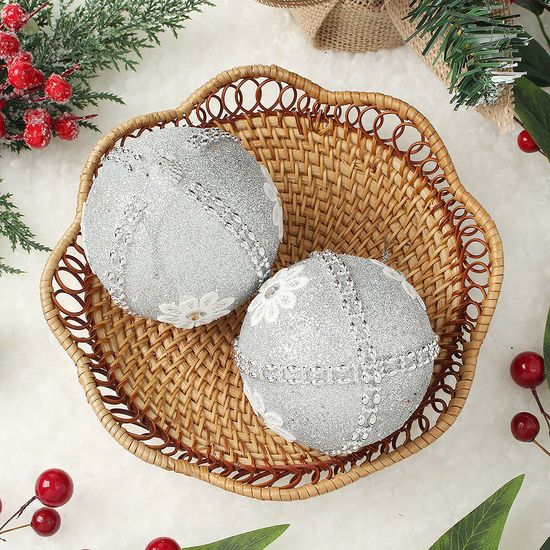 [도토로]로열실버 글리터 장식볼 2p(10cm) (데이지큐