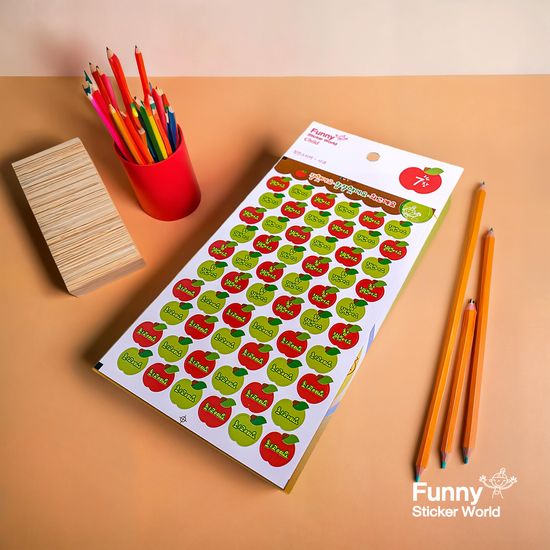퍼니스티커 80-04 사과 아트지 차일드 스티커